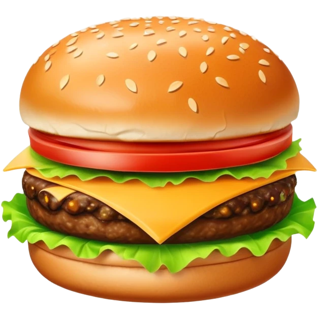 delicious juicy hamburger with cheese, lettuce, tomato emoji