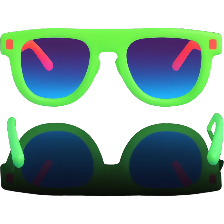 neon sunglasses, 3D effect, luminous, trendy look emoji