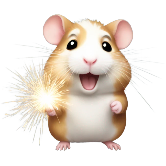 Christmas hamster with sparkler emoji