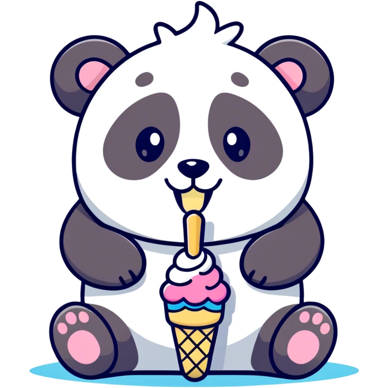 Panda eating ice cream emoji