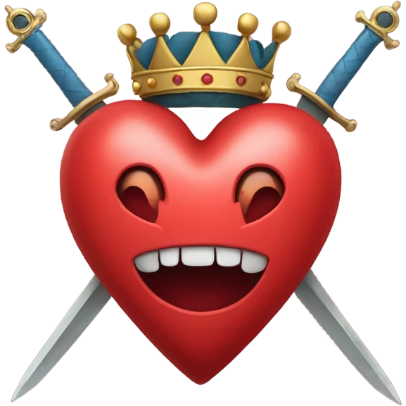 Heart with a crown and three swords in it emoji