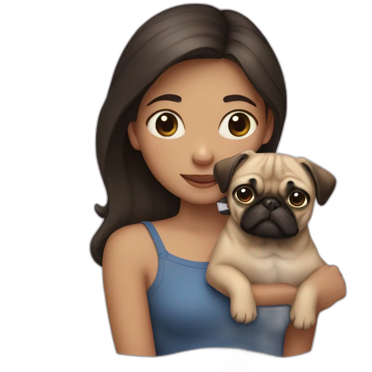 A girl with a pug in her arms emoji