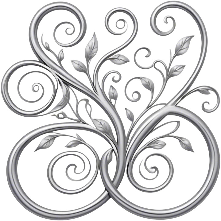 Metal painting and filigree icon, metal surface with delicate filigree work and intricate hand-painted patterns, visible thin metal threads forming swirls and loops, bright enamel or metallic paints, visible paintbrush and filigree tools, no finished artwork, just the process, minimalistic style, clean lines, transparent background. emoji