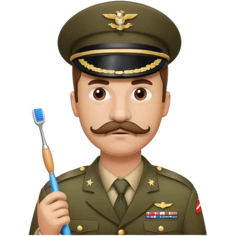 Hitler emoji in military dress and toothbrush mustache  emoji