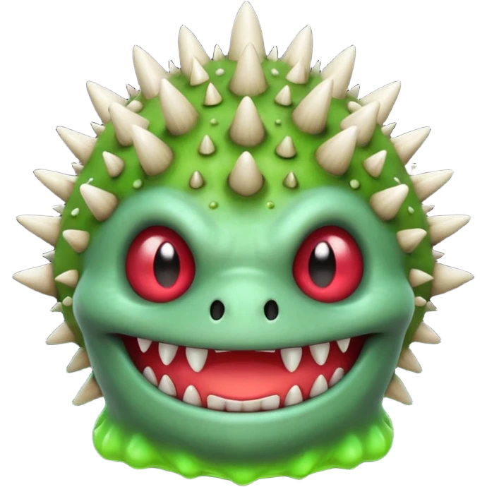 poisonous mushroom monster portrait, head and shoulders only, toxic green glow, scary grin, spiky mushroom head, 3D cartoon, mobile game icon style, clean background, no text, no watermark

 emoji