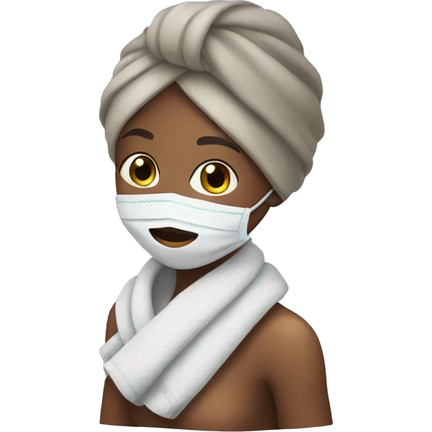 girl with face mask and towel  emoji