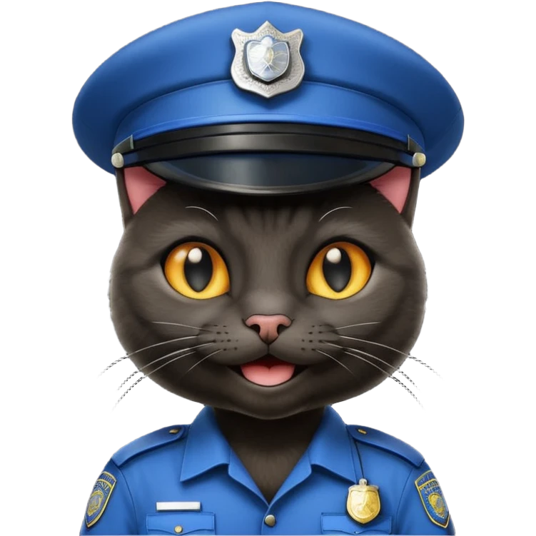 happy black cat police emoji