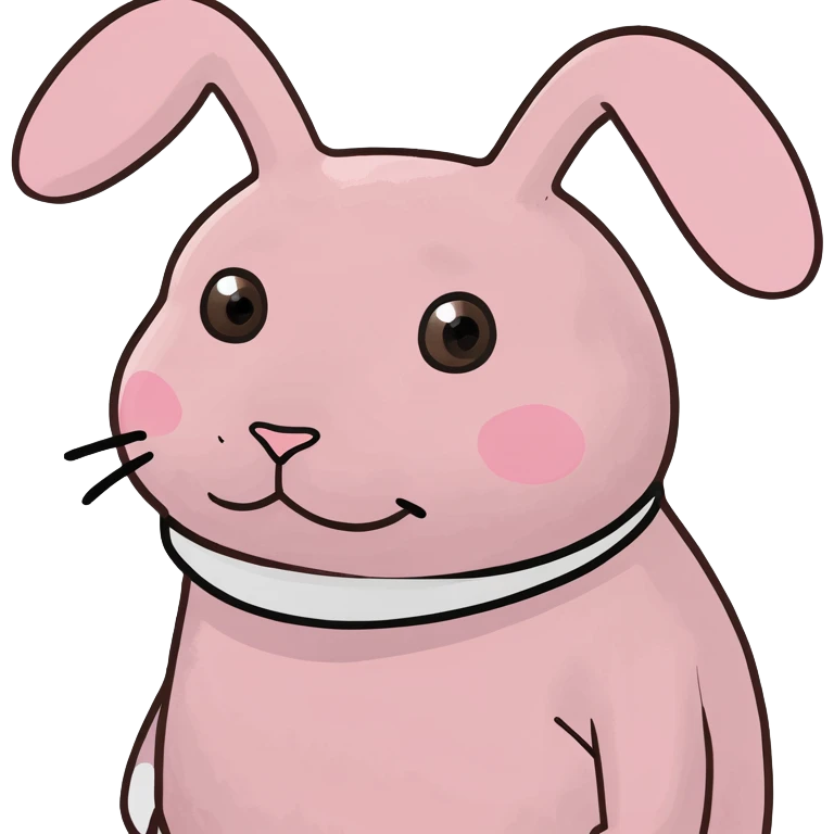 Erstelle mir einen lächelnden Labubu in Pink mit einer Weißen Schleife  emoji