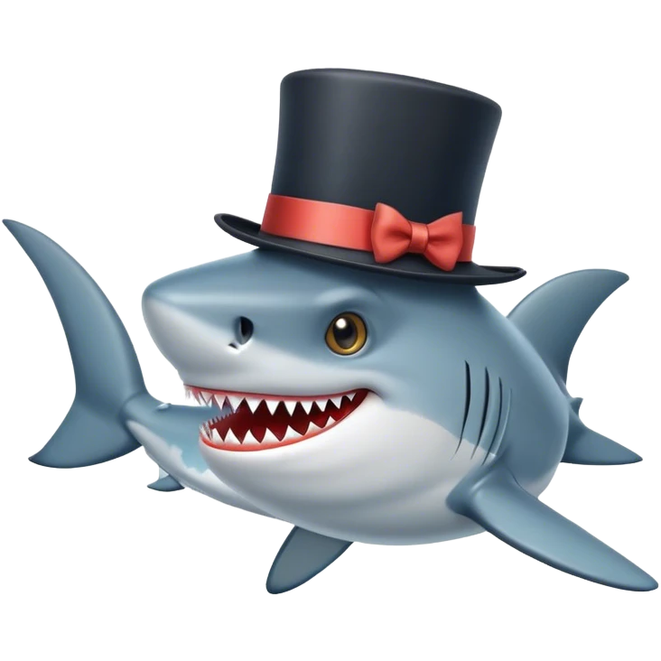 Shark with a top hat emoji