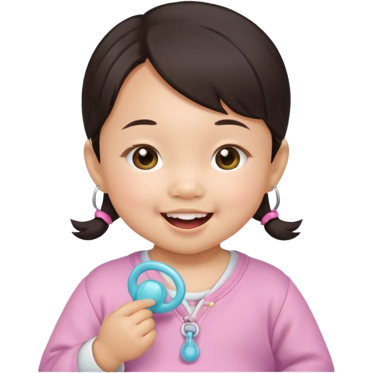 a asian baby girl with pacifier emoji