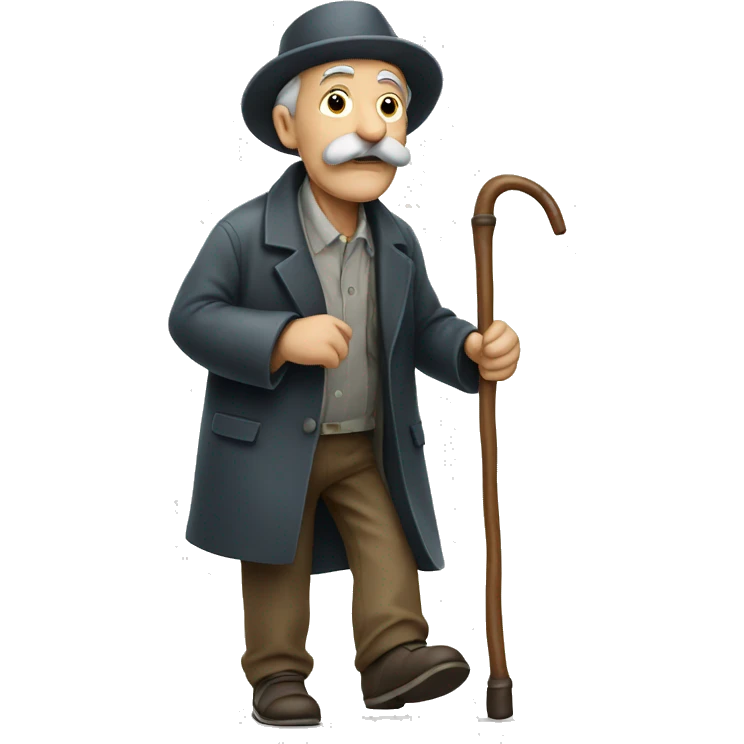 old man with moustache walking with walking stick emoji