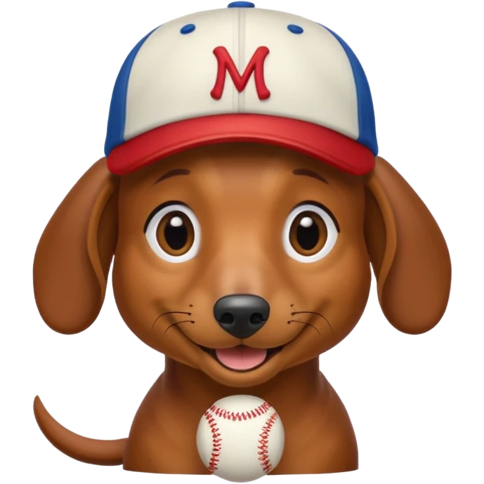 Dachshund wearing a baseball cap emoji