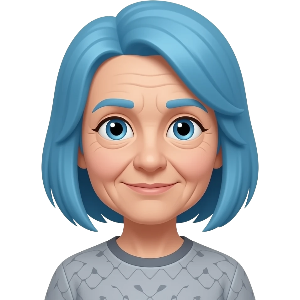 teen girl old lady with blue hairs emoji