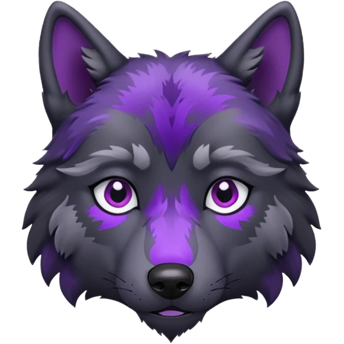 black wolf with purple pattern sad emotion emoji