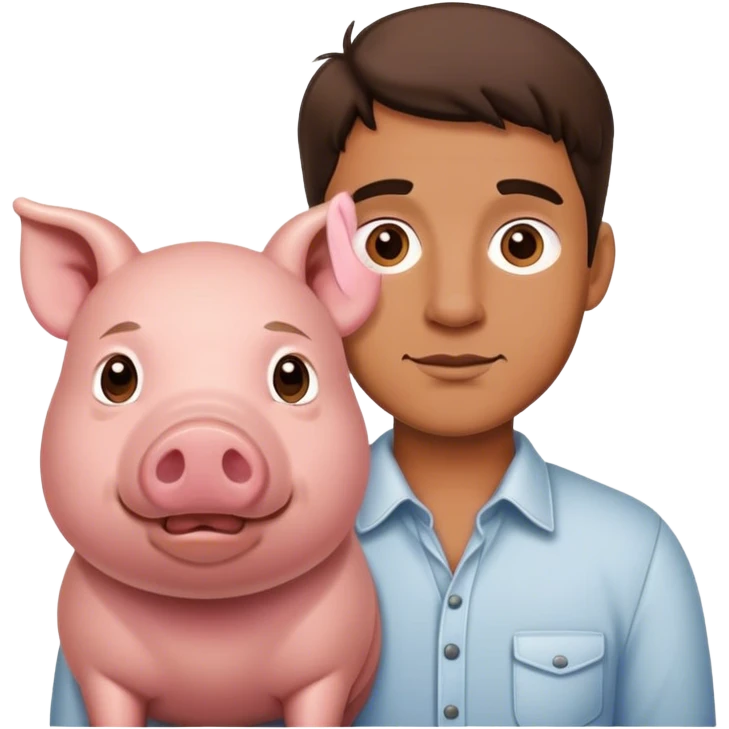 male portrait with pig emoji