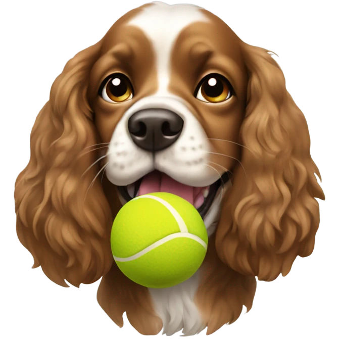 Cute spaniel dog with a ball in its mouth emoji