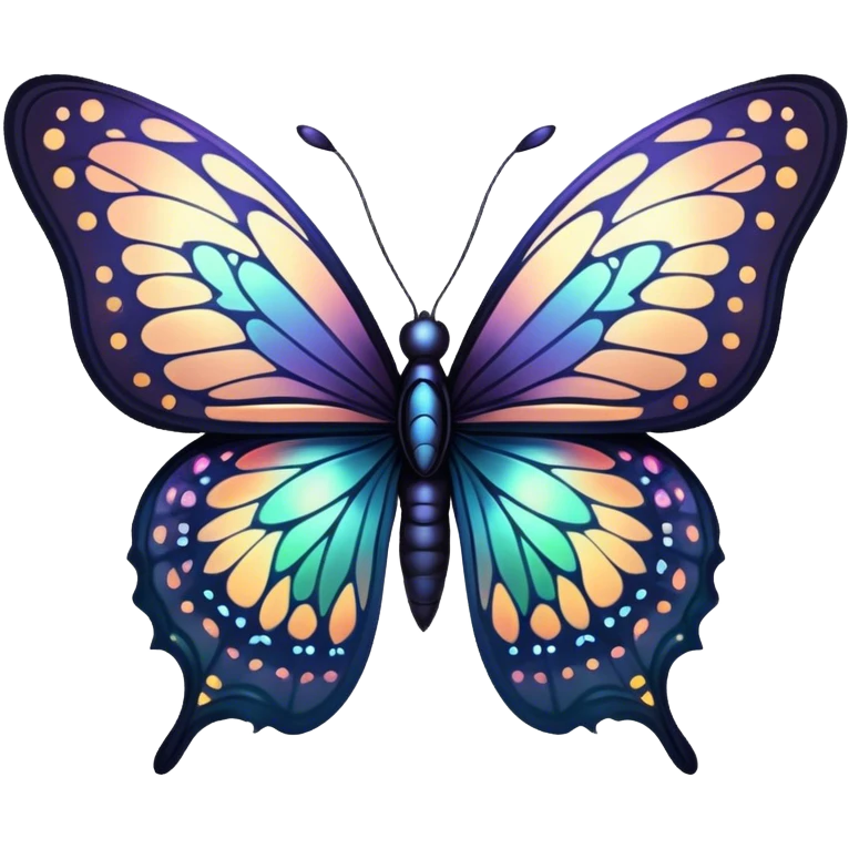 Dark, glowing, bio-luminescent butterfly emoji