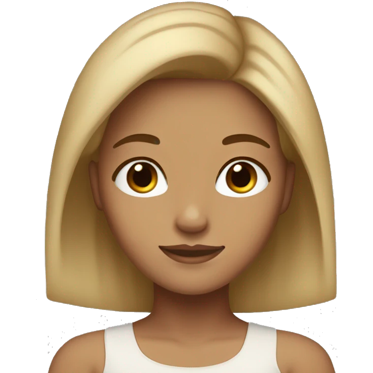 Girl with brown hair and blonde highlights, tan with brown eyes emoji