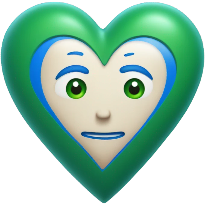 Heart that rim is blue that middle part is green emoji