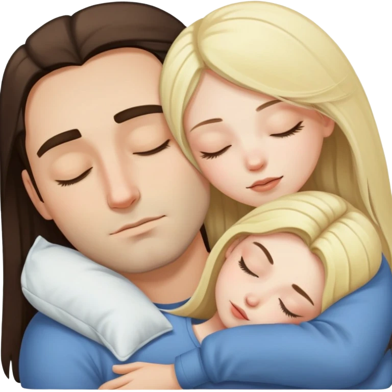girl with long dark brown hair and pale skin sleeping with a man with blonde hair emoji