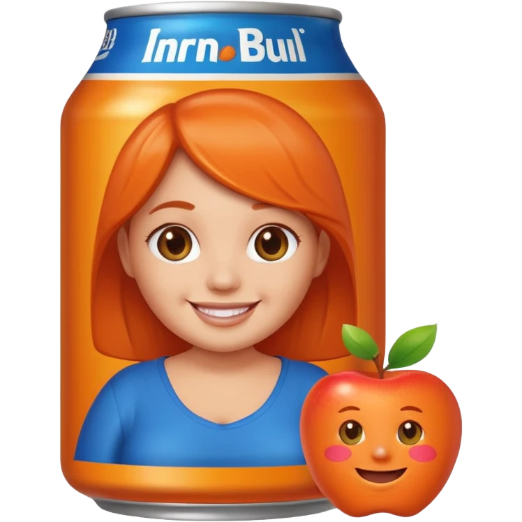 pregnant Irn Bru can emoji, with a smiling face, apple style emoji