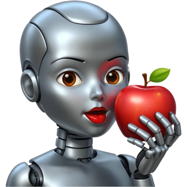 android eating apple emoji