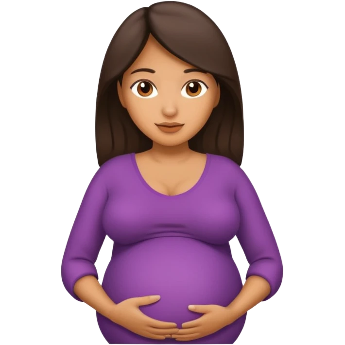 Latina woman, tan skin, pregnant emoji
