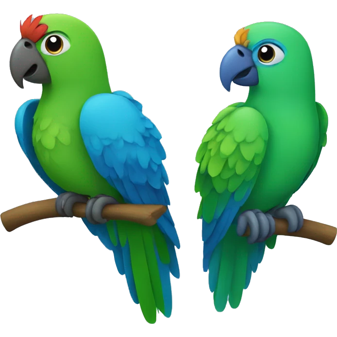 Blue parrot and Green parrot  emoji