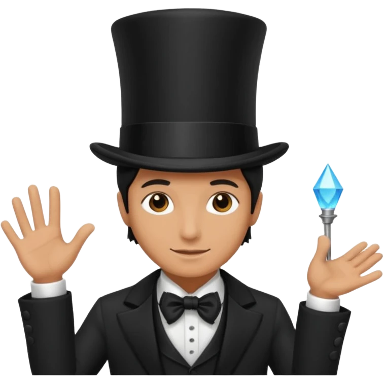 Magician with top hat,Street Performers. emoji