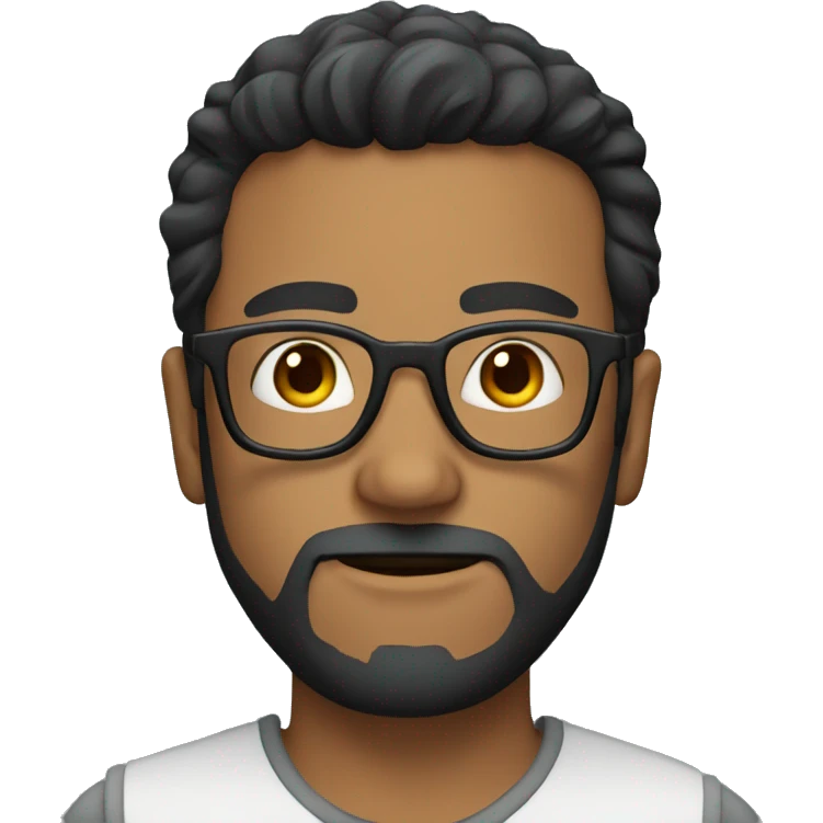 Guy with glasses, beard and dark hair emoji