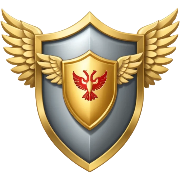 holy emblem with silver wings and shield in the middle emoji