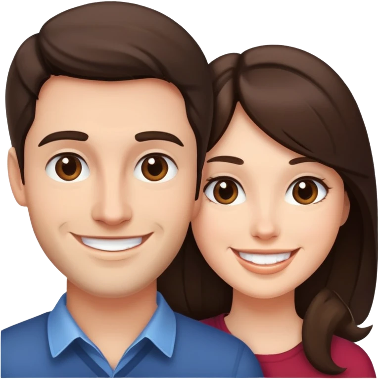 Brunette couple smiling emoji