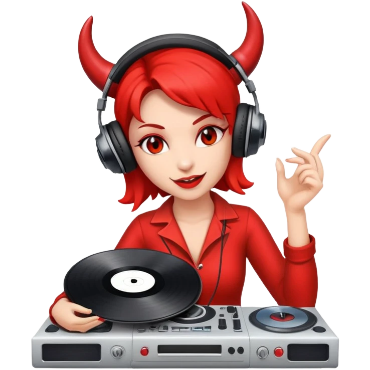 female devil disk jockey emoji
