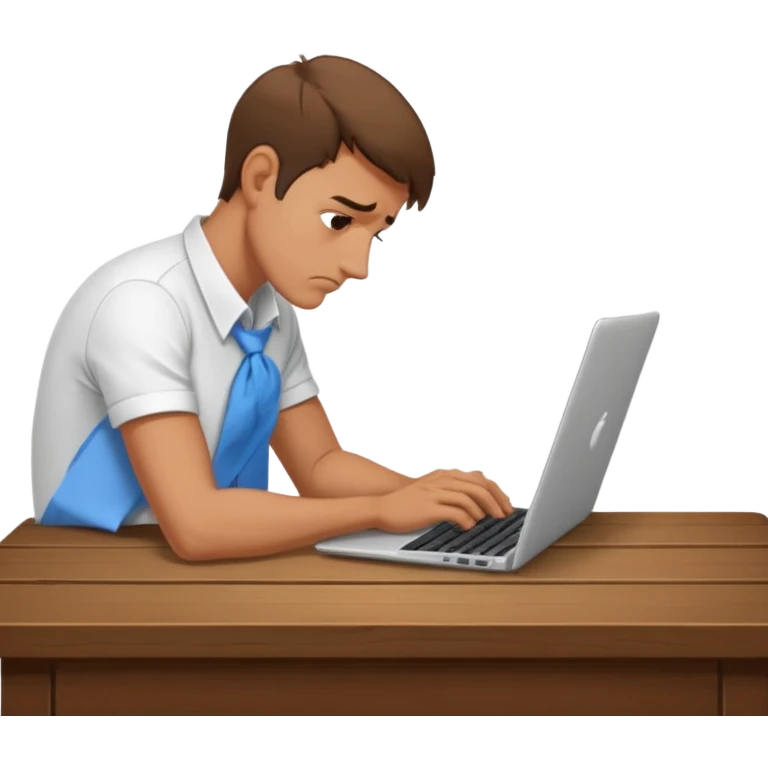 man working tired laptop on table dramatic pose emoji