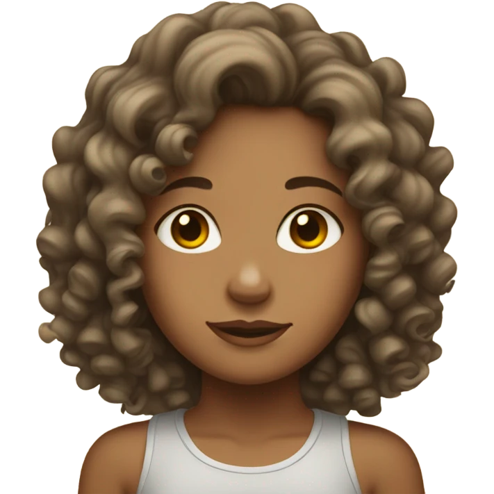 tan skin, curly hair girl  emoji