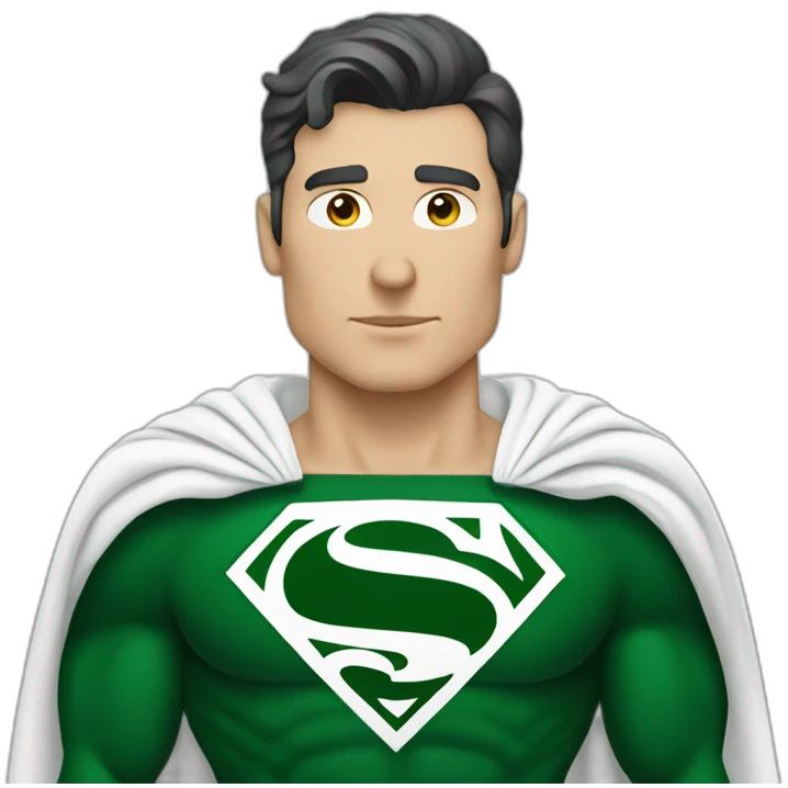 A white Superman wears forest green clothes emoji