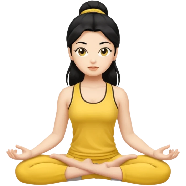 Black hair yoga girl yellow clothes n emoji