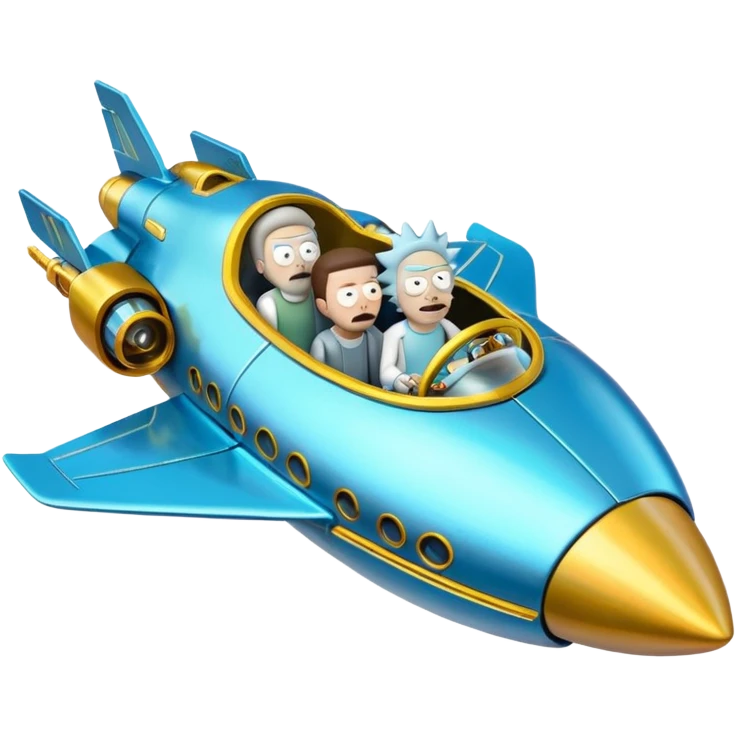 Hot wheels Rick and Morty flying in a spaceship to the citadel of Ricks  emoji