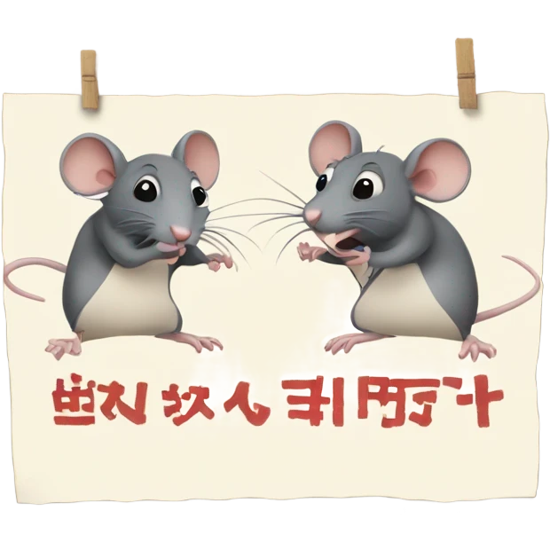 Two rats hold onto a poster with the inscription "ALINGHT"Two rats hold onto a poster with the inscription "ALINGHT" emoji