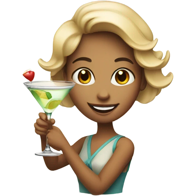 smiling girl with martini drink in hand emoji