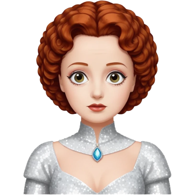 Elsa Lanchester with auburn hair, white sequin outfit emoji