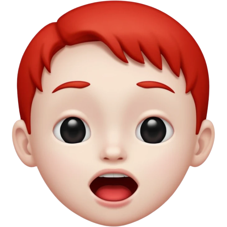 Red kid with prue black eyes and mouth emoji