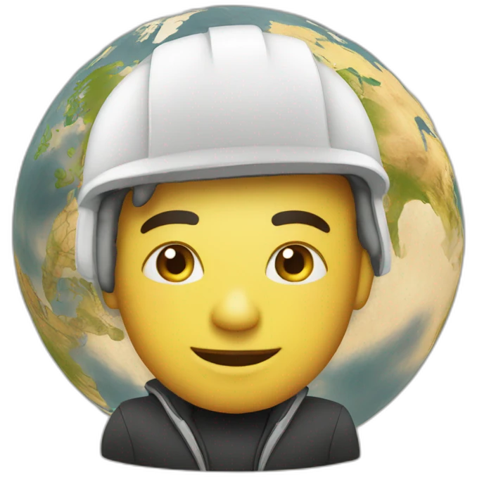 A human mogul against the backdrop of the globe. emoji