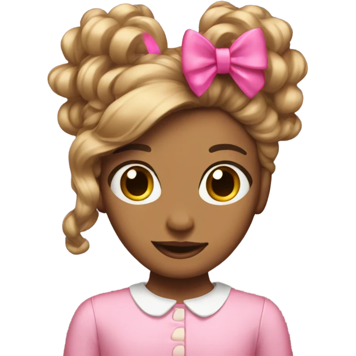 light brown open hair from behind with a pink bow emoji