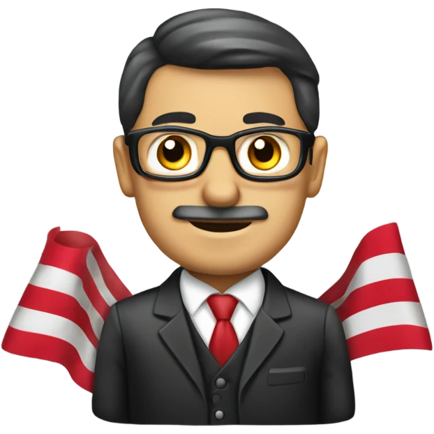 Hombre empresario agarrando una bandera emoji