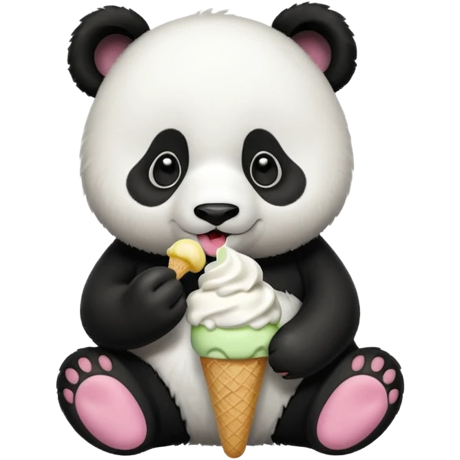 Panda eating ice cream emoji