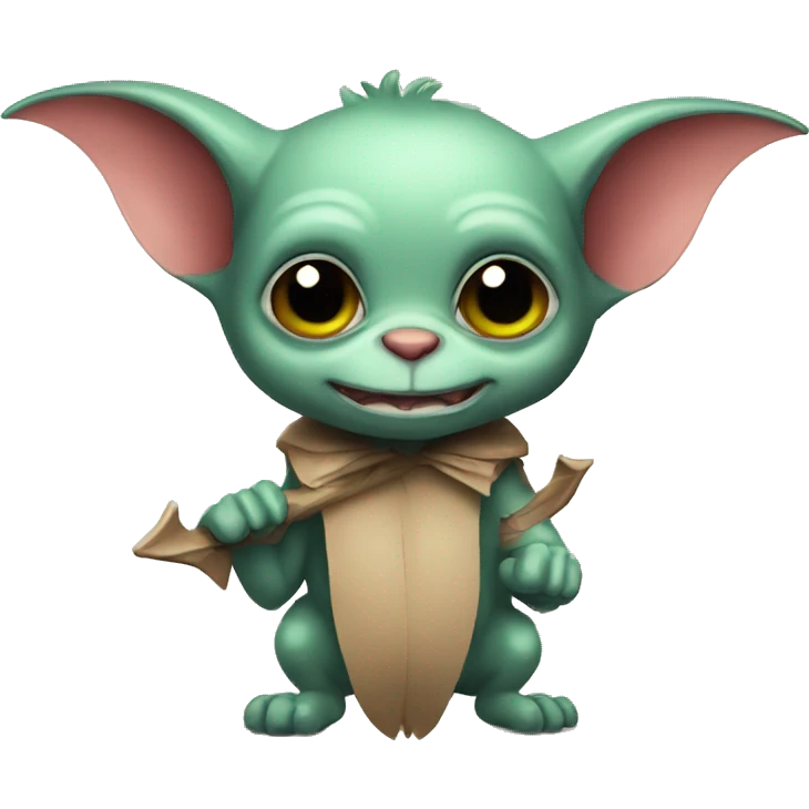 Cute gremlin with a cut animal bat emoji