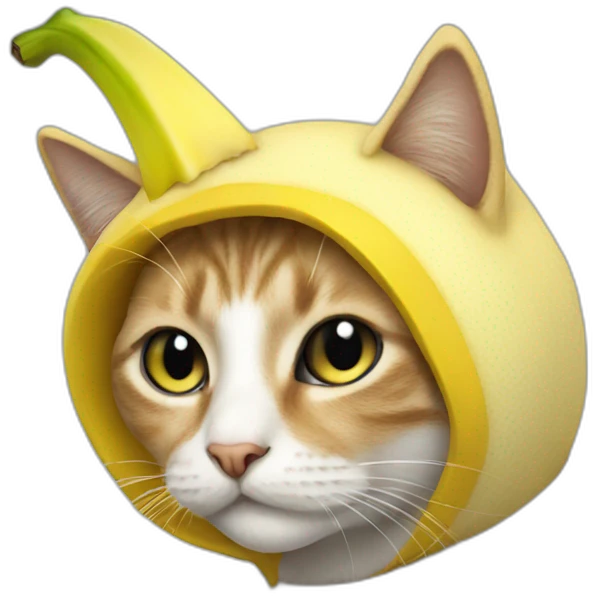 Cat wearing banana costume emoji