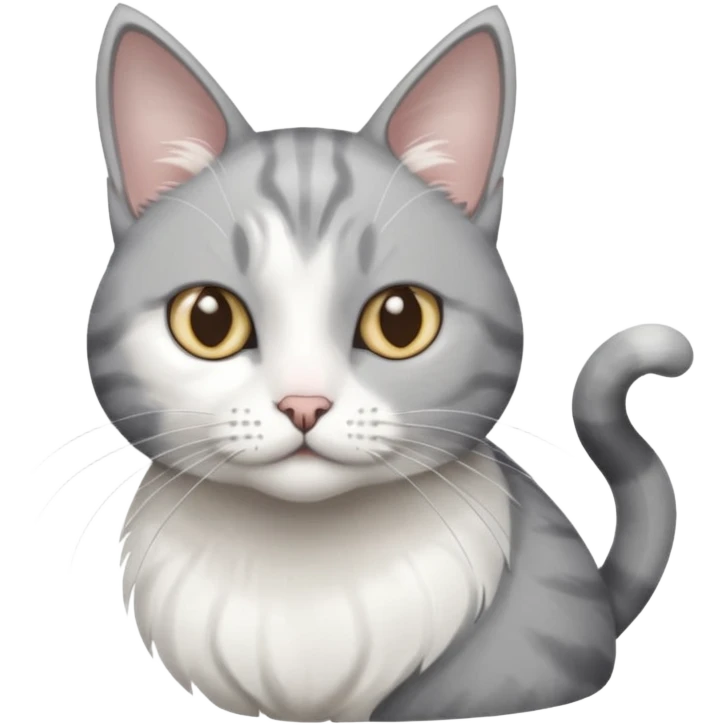 disabled grey and white cat in pet mobility aide emoji