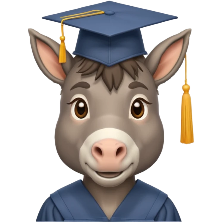 Smart ass donkey with graduation cap emoji